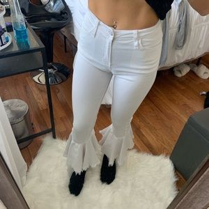 vibrant mini white flare jeans